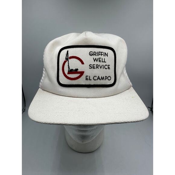 Vintage Griffin Well Service Trucker Hat White Mesh Men’s Snapback - Picture 2 of 11